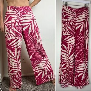 ROXY Tropical Palm Leaves Print Wide Leg Palazzo Pants size Small